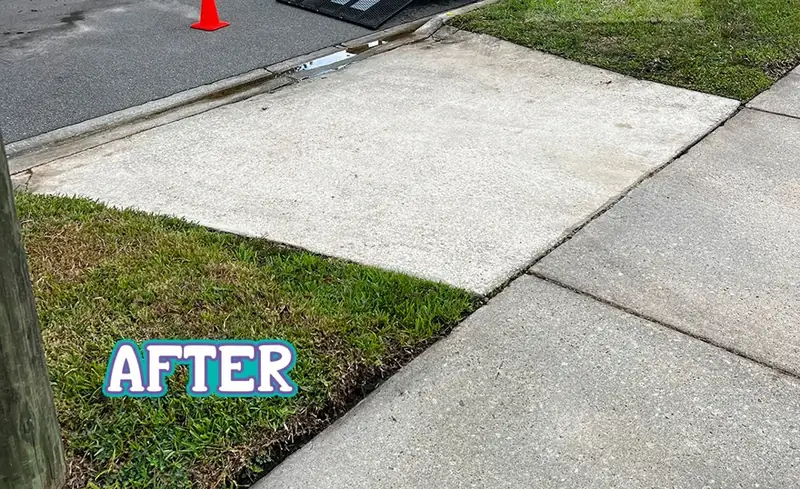 Concrete driveway after cleaning